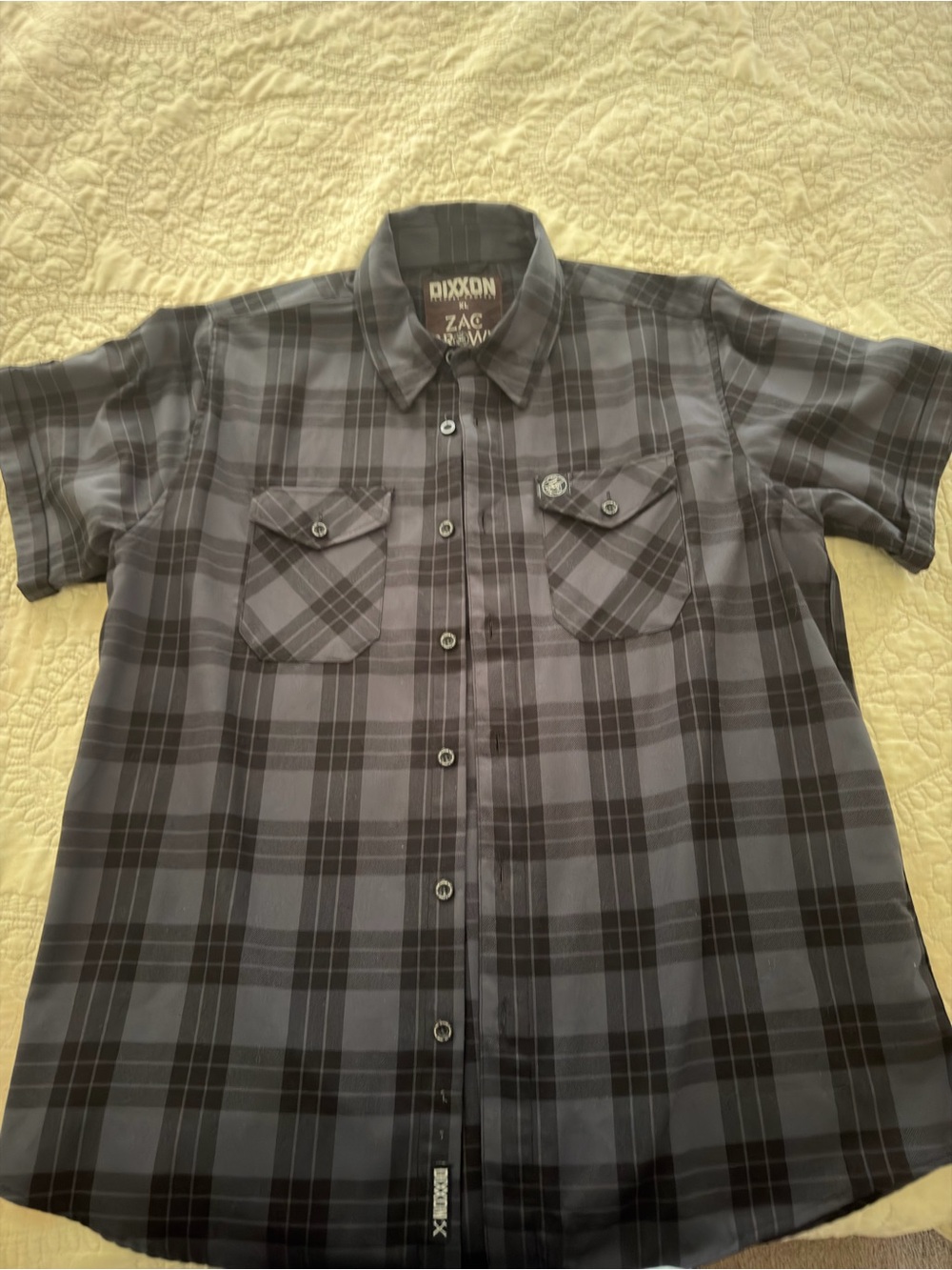 DIXXON ZAC BROWN Gray Plaid Short-Sleeve Shirt